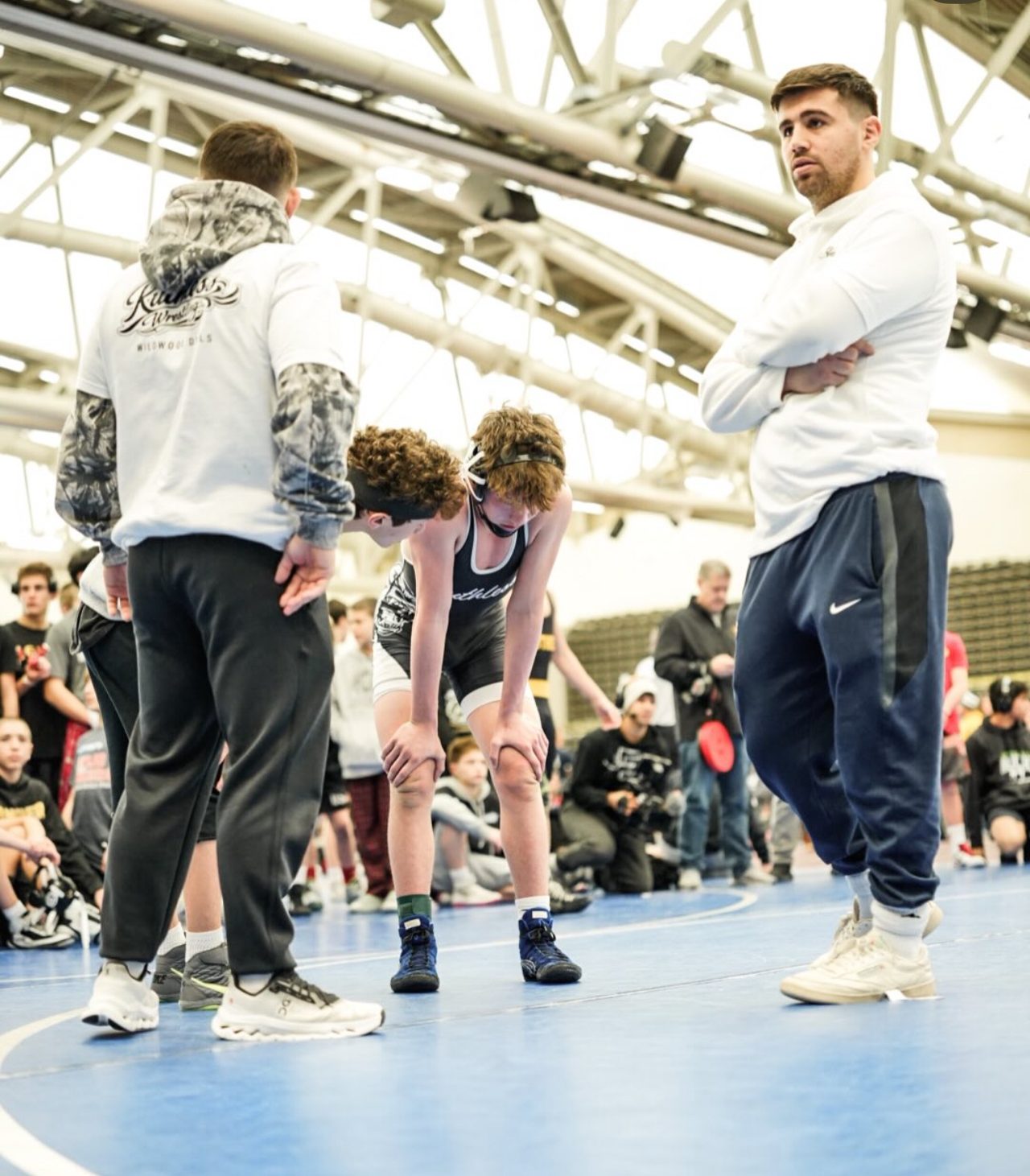 Coach Andrew Merola at a Ruthless wrestling tournament