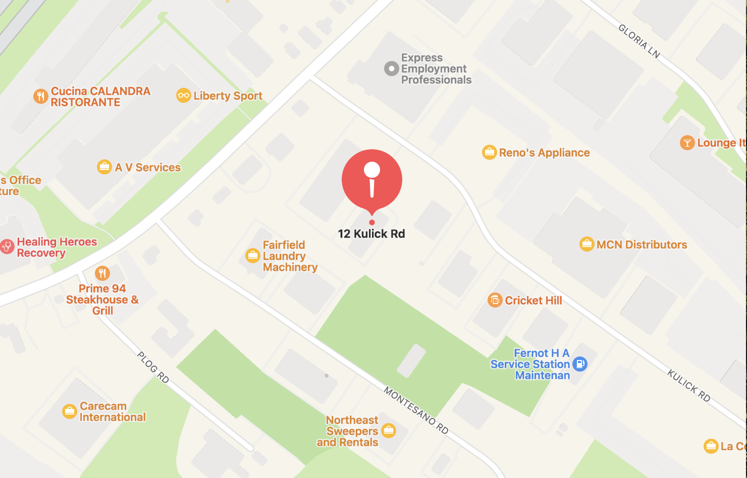 Map showing Ruthless Wrestling Club at 12 Kulick Rd, Fairfield, New Jersey